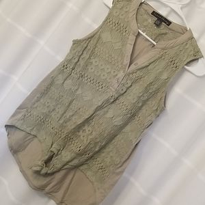 Pale army green lace tank